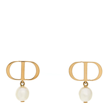 CHRISTIAN DIOR Pearl Petit CD Earrings Gold