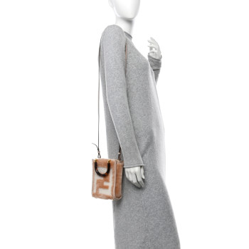 FENDI Shearling Plexiglass FF Mini Fendi Sunshine Shopper Soap White