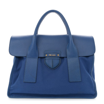 PRADA Canapa Cinghiale Flap Tote Royal