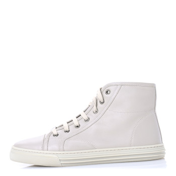 GUCCI Miro Soft Calfskin Womens High Top Sneakers 38.5 Mystic White