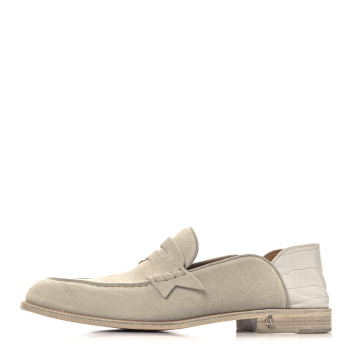 CHRISTIAN LOUBOUTIN Veau Velours Mens No Penny Flat Loafers 42.5 Natural