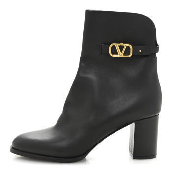 VALENTINO GARAVANI Calfskin VLogo 70mm Ankle Boots 38.5  Black