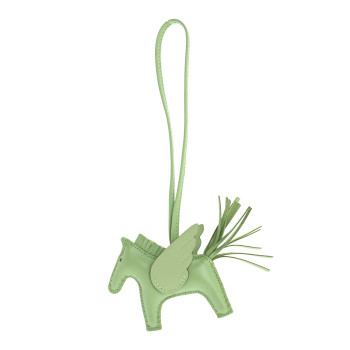 HERMES Milo Lambskin Grigri Rodeo Pegase Horse Bag Charm PM Vert Criquet