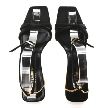SAINT LAURENT Crepe Satin Baliqua Melody 55 Ankle Strap Sandals 38 Black