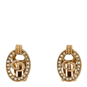 CHRISTIAN DIOR Crystal Clip On Earrings Gold