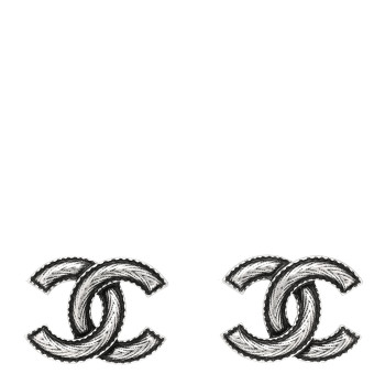 CHANEL Ruthenium Twisted CC Earrings Silver