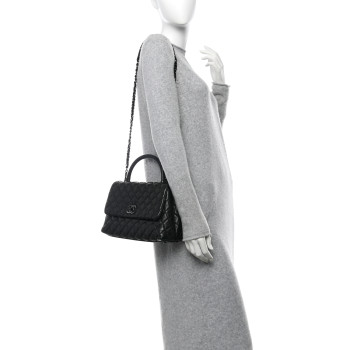 CHANEL Caviar Quilted Small Coco Handle Flap So Black