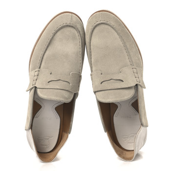 CHRISTIAN LOUBOUTIN Veau Velours Mens No Penny Flat Loafers 42.5 Natural
