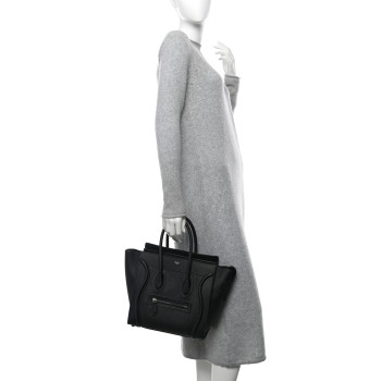 CELINE Drummed Calfskin Micro Luggage Black