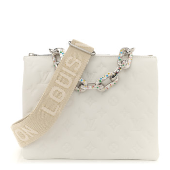 LOUIS VUITTON LV x YK Lambskin Embossed Monogram Coussin PM White