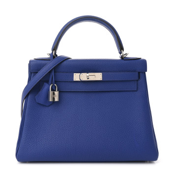 HERMES Togo Kelly Retourne 28 Bleu Electrique