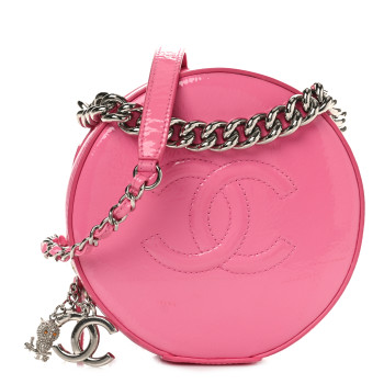 CHANEL Patent Round As Earth Evening Bag Pink