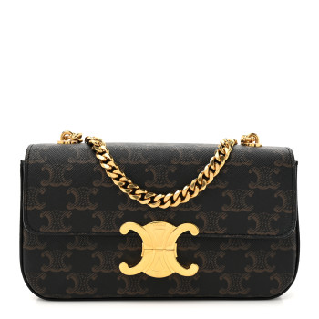 CELINE Triomphe Canvas Chain Shoulder Bag Tan
