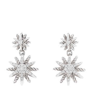 DAVID YURMAN Sterling Silver Diamond Starburst Double Drop Earrings