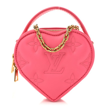 LOUIS VUITTON Calfskin Embroidered Monogram Pop My Heart Bag Pouch Dragon Fruit Pink