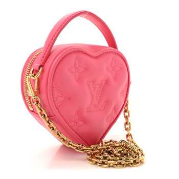 LOUIS VUITTON Calfskin Embroidered Monogram Pop My Heart Bag Pouch Dragon Fruit Pink