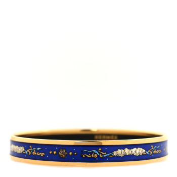 HERMES Enamel Printed Celestial Mythology Narrow Bracelet 65 Bleu