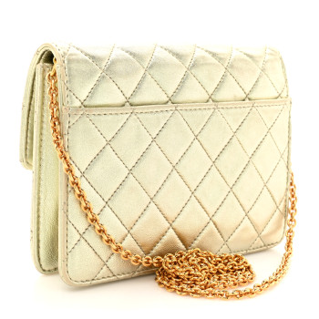 CHANEL Metallic Lambskin Quilted Mini Flap Gold