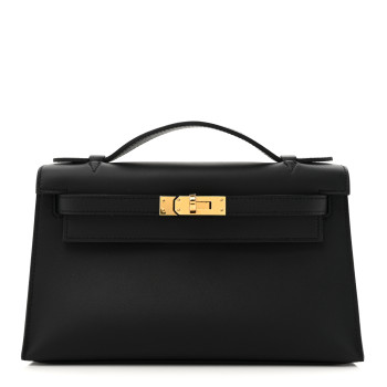 HERMES Swift Kelly Pochette Clutch Black