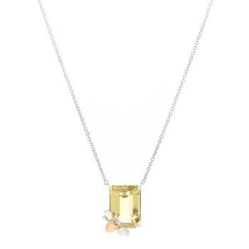 TIFFANY Sterling Silver 18K Rose Gold Yellow Quartz Return to Tiffany Love Bugs Ladybug Necklace