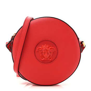VERSACE Calfskin La Medusa Round Camera Bag Red