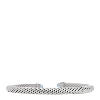 DAVID YURMAN Sterling Silver Diamond Blue Topaz 5mm Cable Classics Bracelet