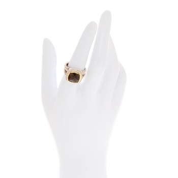 DAVID YURMAN Sterling Silver 18K Yellow Gold Diamond Smoky Quartz 11mm Albion Ring 54 7