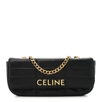 CELINE Goatskin Matelasse Chain Shoulder Bag Black
