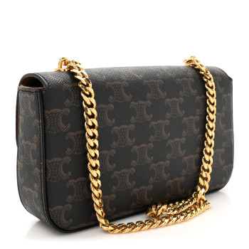 CELINE Triomphe Canvas Chain Shoulder Bag Tan