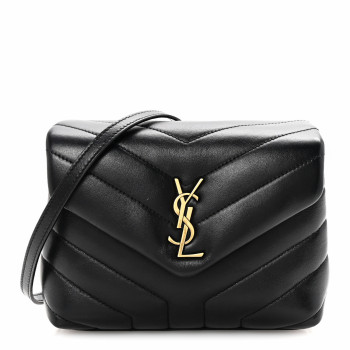SAINT LAURENT Calfskin Y Quilted Monogram Toy Loulou Crossbody Bag Black