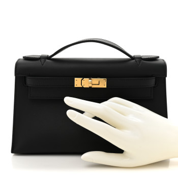 HERMES Swift Kelly Pochette Clutch Black