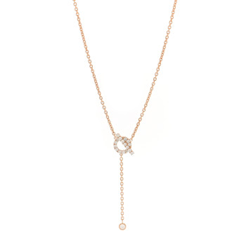 HERMES 18K Rose Gold Diamond Finesse Lariat Necklace