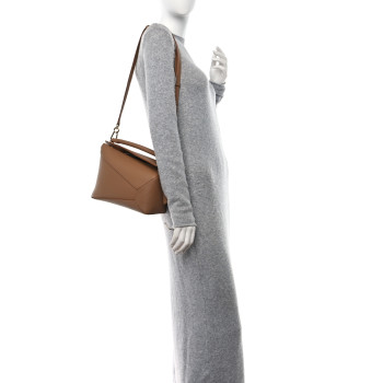 LOEWE Grained Calfskin Small Puzzle Edge Bag Toffee