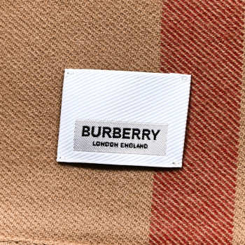 BURBERRY Wool Solid To Check Charlotte Cape Scarf Camel