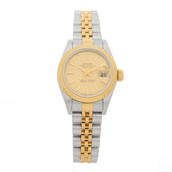 ROLEX Stainless Steel 18K Yellow Gold 26mm Oyster Perpetual Datejust Watch Champagne 69173