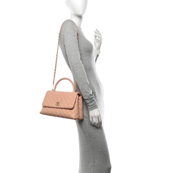 CHANEL Caviar Quilted Small Coco Handle Flap Rose Clair