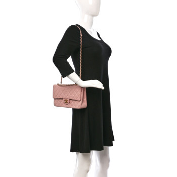 CHANEL Lambskin Quilted Medium Double Flap Light Pink