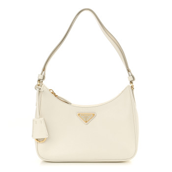 PRADA Saffiano Lux Mini Re-Edition Shoulder Bag White