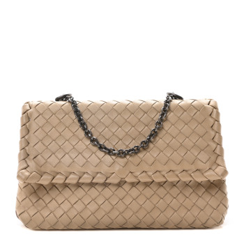 BOTTEGA VENETA Nappa Intrecciato Small Olimpia Shoulder Bag Mink