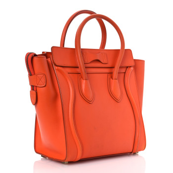 CELINE Smooth Calfskin Mini Luggage  Bright Orange