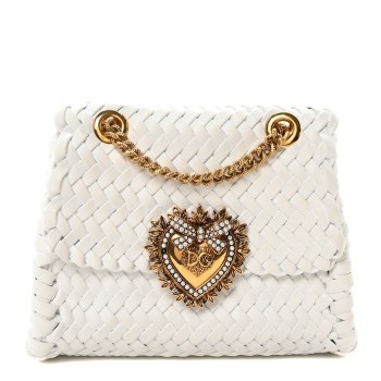 DOLCE & GABBANA Nappa Woven Small Devotion Envelope Shoulder Bag White