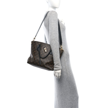 LOUIS VUITTON Monogram Flower Zipped Tote MM Black