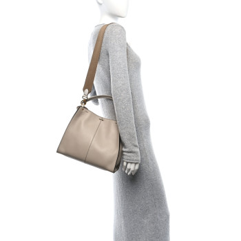 FENDI Vitello Seta Glazed Fabric FF 1974 Medium Peekaboo X-Lite Nuvola Mogano Panna