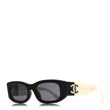 CHANEL Acetate Rectangle Sunglasses 5525 Black White