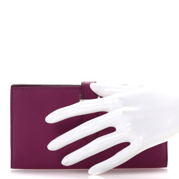 HERMES Epsom Bearn Gusset Wallet Rose Pourpre