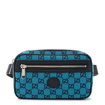 GUCCI Monogram Multicolor Textured Calfskin Retro Interlocking G Belt Bag 90 36 Light Blue