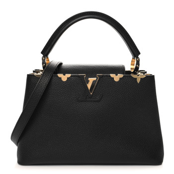 LOUIS VUITTON Taurillon Embellished Flower Crown Capucines PM Black