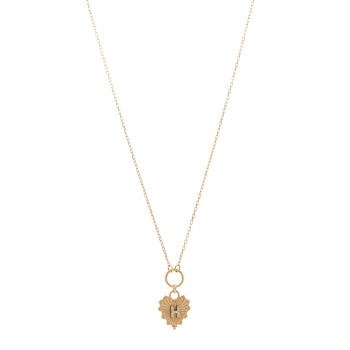 FOUNDRAE 18K Yellow Gold Diamond Initial H Miniature Heart Drop Pendant Necklace