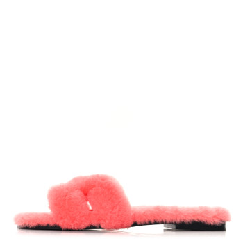 HERMES Woolskin Oran Sandals 38.5 Rose Du Desert