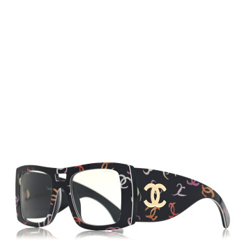 CHANEL Acetate CC Logo Square Sunglasses 71628 Black Multicolor